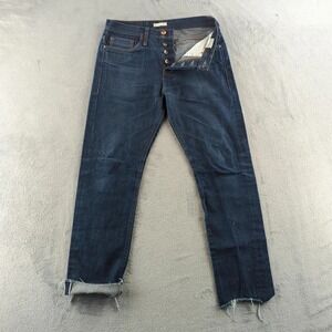 Unbranded Brand UB201 Jeans Mens 31 Blue Selvedge Denim Tapered Raw Distressed